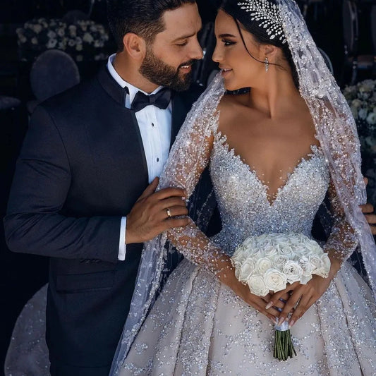 White Bridesmaid Dresses: Bride Dress Sparkly Sequins Wedding Gown Dubai Luxury