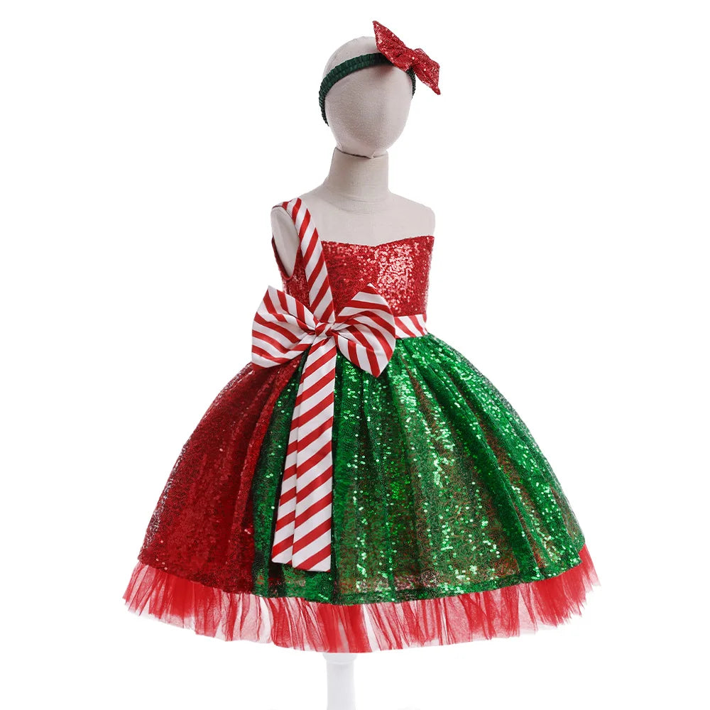 Girls Christmas Dress Kids Cartoon Snowflake Print Dress Baby Winter Snowman Holiday Girl Children Clothing
