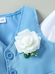 3Pcs Gentleman Outfits Birthday Costume Baby Boy Spring Autumn Clothing Set Solid Vest Suit Formal Wears  For 3-24M Suit Clothes