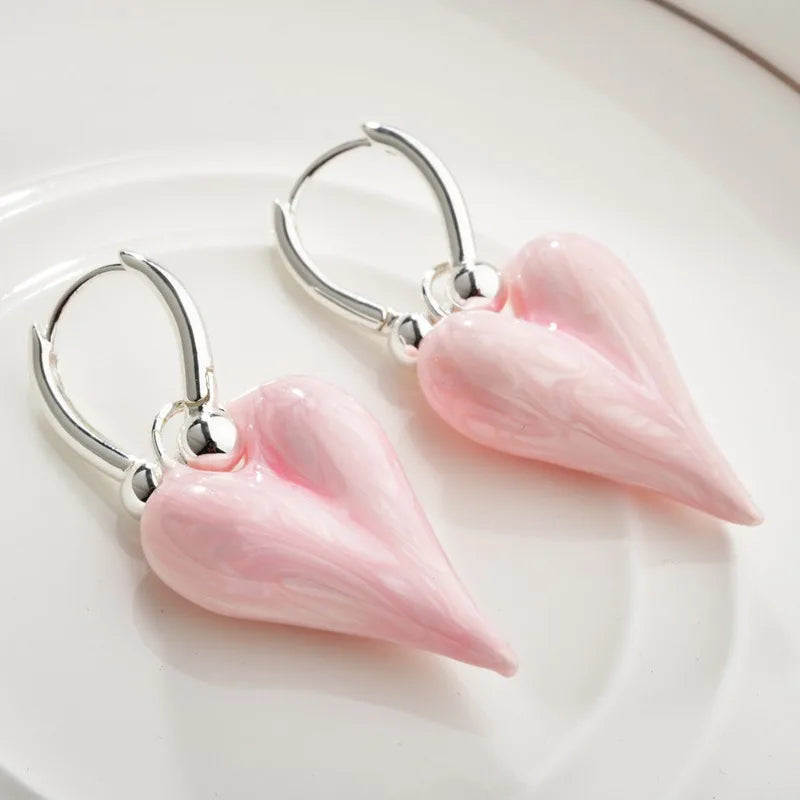 Fashion Jewelry Sweet Korean Temperament Heart Earrings For Women Party Gifts Simply Design Ear Accessories 2025 Trend New