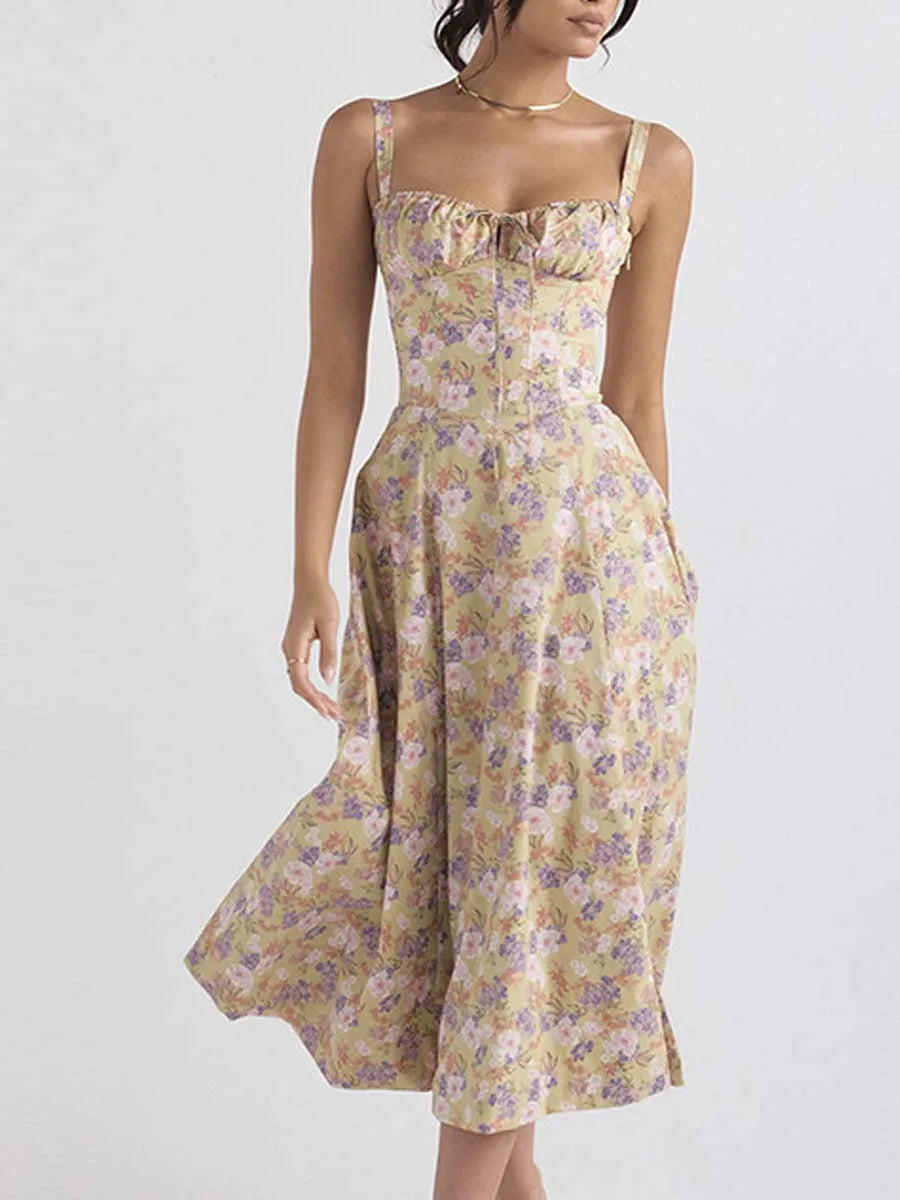 Evening wear Dresses: Women Long Dress Chic Short Sleeve Spaghetti Dress
