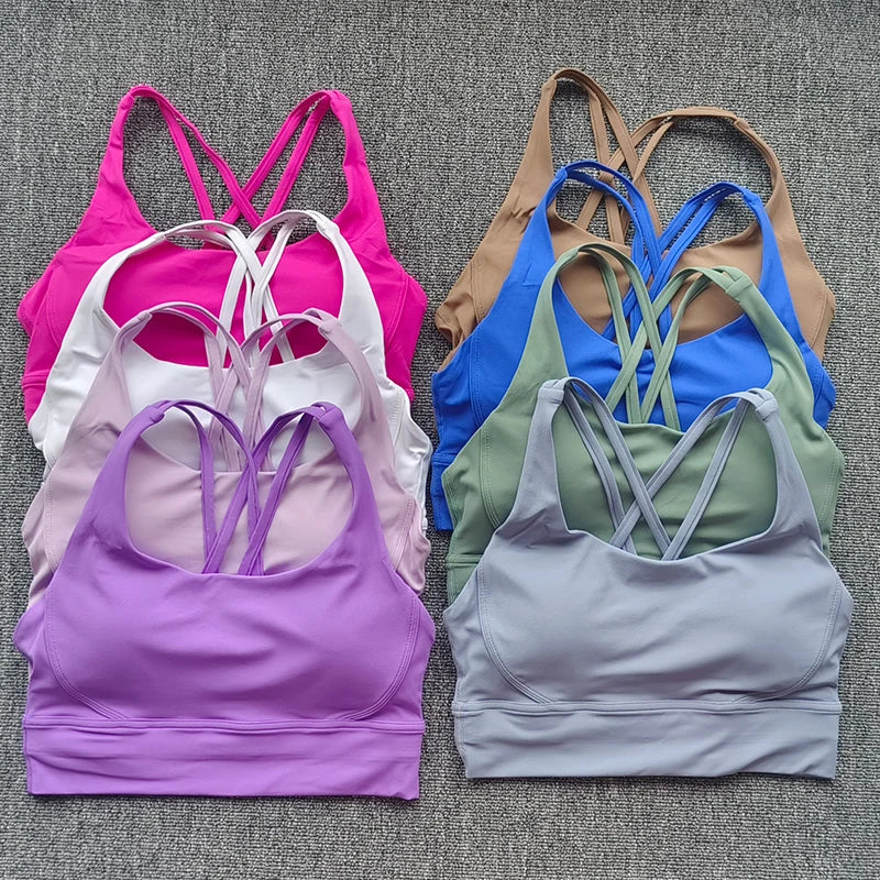 Women Fitness Bra Tights Yoga Vest High Strength Shockproof Gym Sports Top