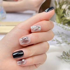 10Pcs Short Sweet and Cool Handmade Press On Nails Full Cover Design Round Head Fake Nail Artificial Manicure Wearable Nail Tips