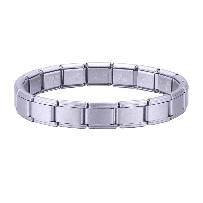 New Women's Men's Jewelry DIY 9MM Width Italian Elastic Charm Bracelet Solid Color Stainless Steel Fashion Bangle