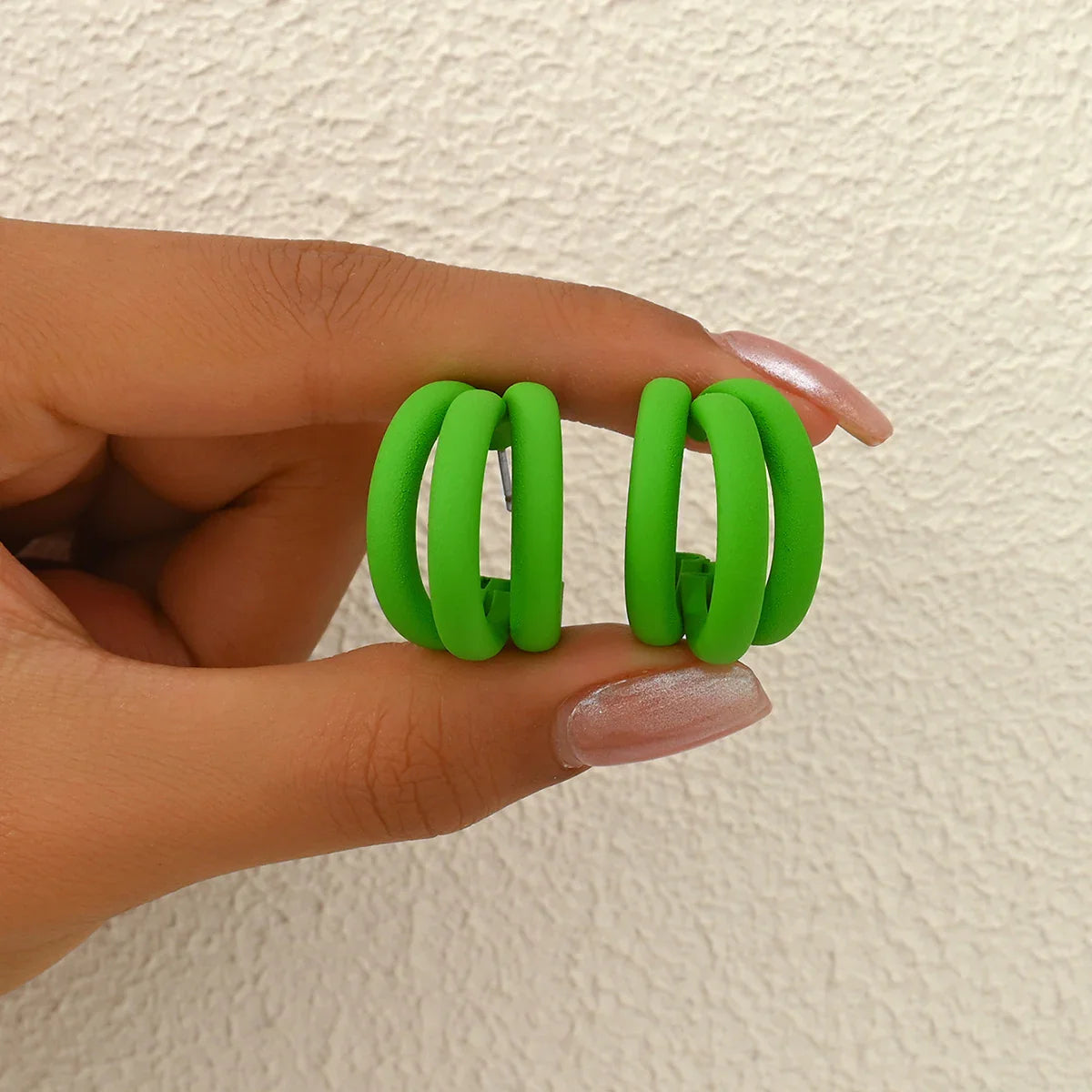 New Elegant Women Dangle Earrings C-shaped Painting Girls Hoop Earrings Flannelette Geometric Statement Earrings pendientes