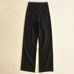 Cotton linen wide-legged pants female large size summer Korean fashion