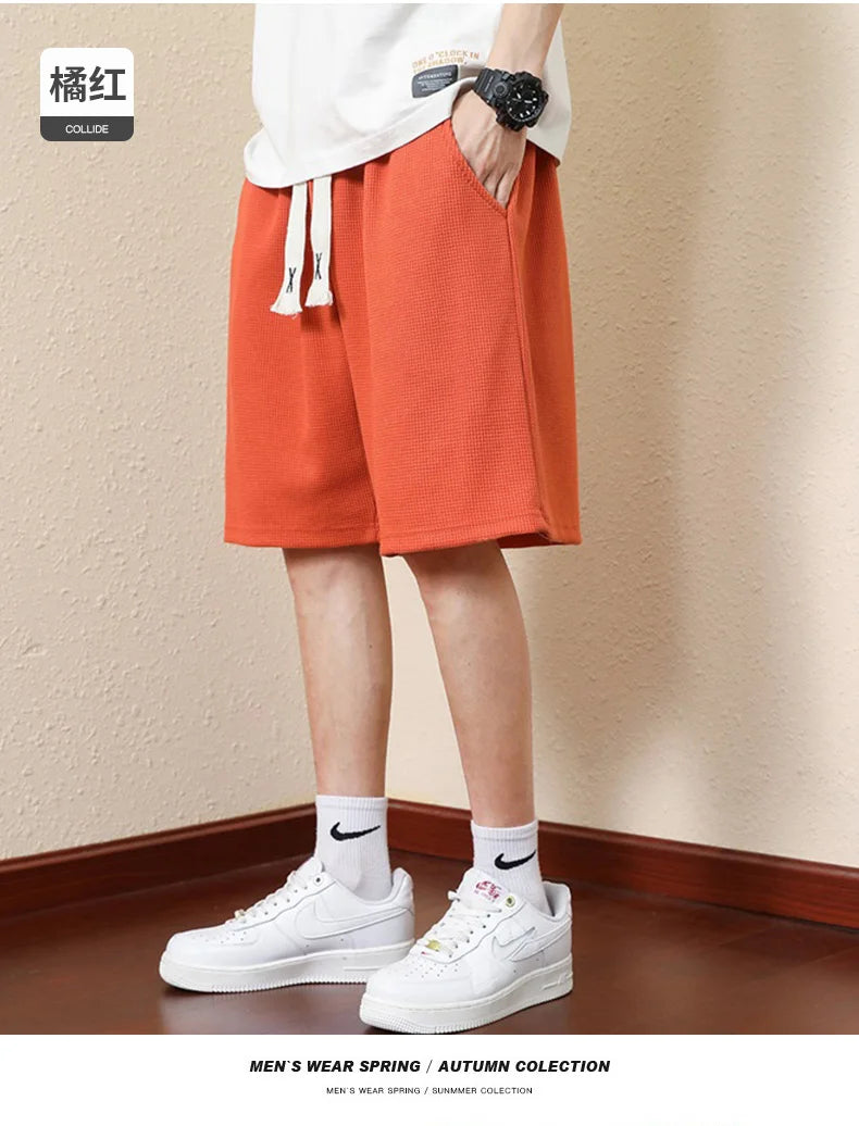 Men's Bermuda Shorts Loose Straight Barrel Beach Shorts Fashion Knitted