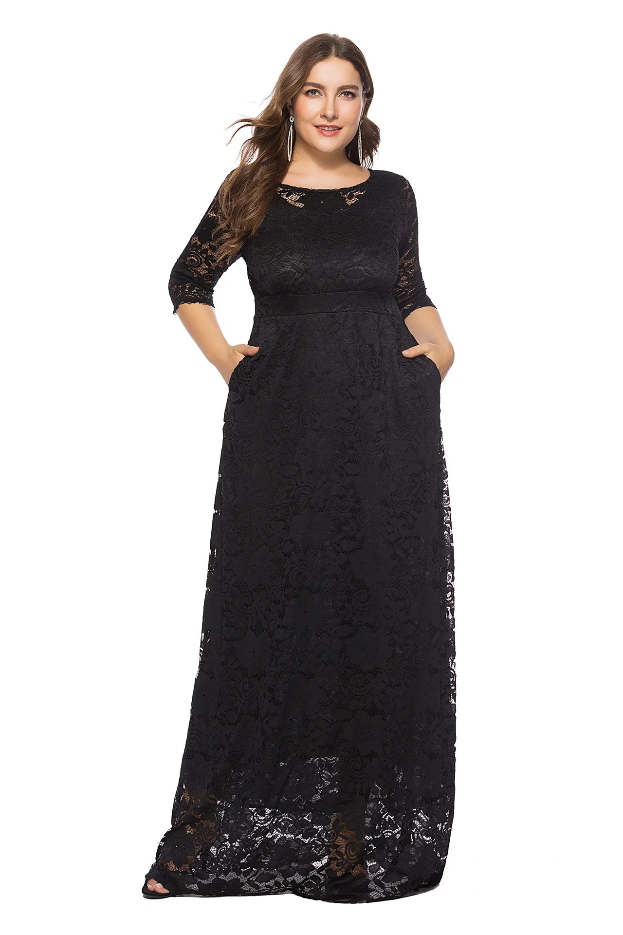 XL-6XL Plus Size African Dresses for Women Elegant African O-neck Lace Wedding Party Evening Maxi Dress Dashiki Africa Clothing