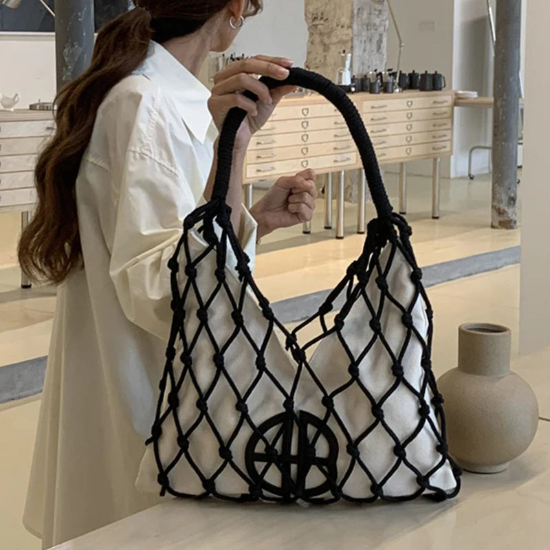 Hollow Out Slim Beach Bags For Women Luxury Designer Handbags Purses