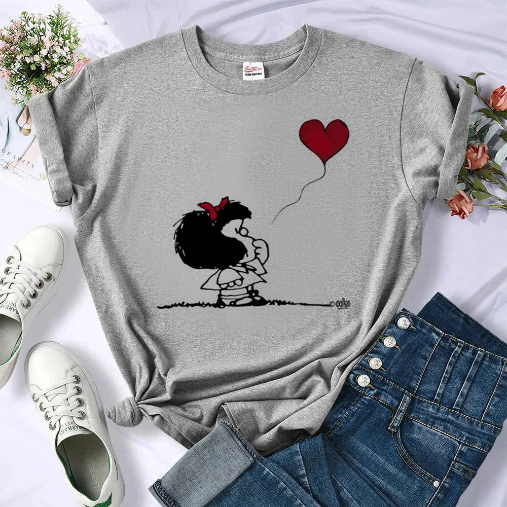 Mafalda tshirt women designer graphic manga Tee girl harajuku comic streetwear clothes