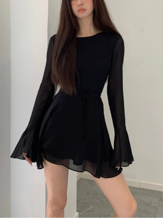 Evening Dresses: Bodycon Black Y2k Mini Dress Women Elegant Slim Even Party Dress