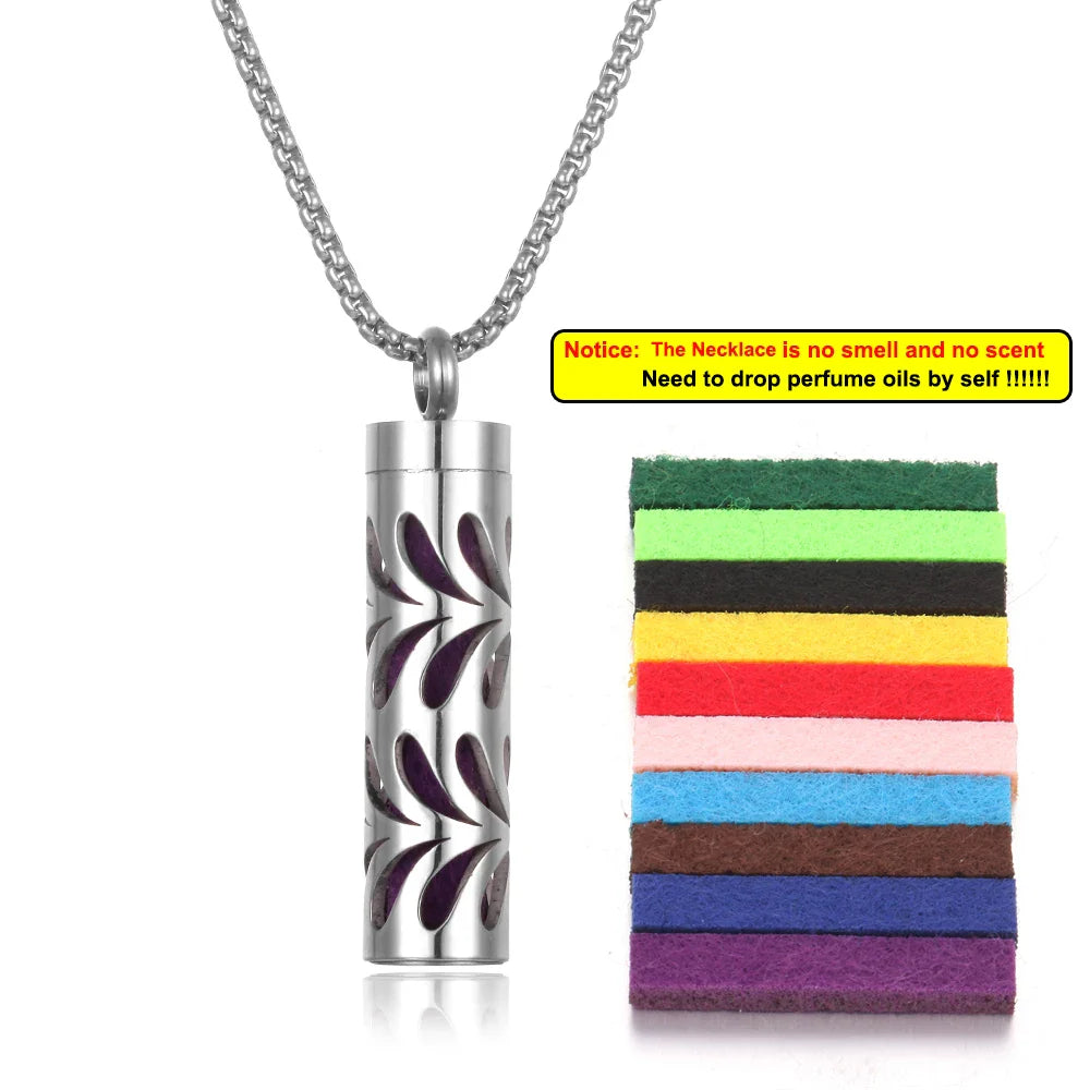 Long Strip Stainless Steel Aromatherapy Necklace Perfume Diffuser Essential Oil Diffuser Pendant Necklace Jewelry Accessories