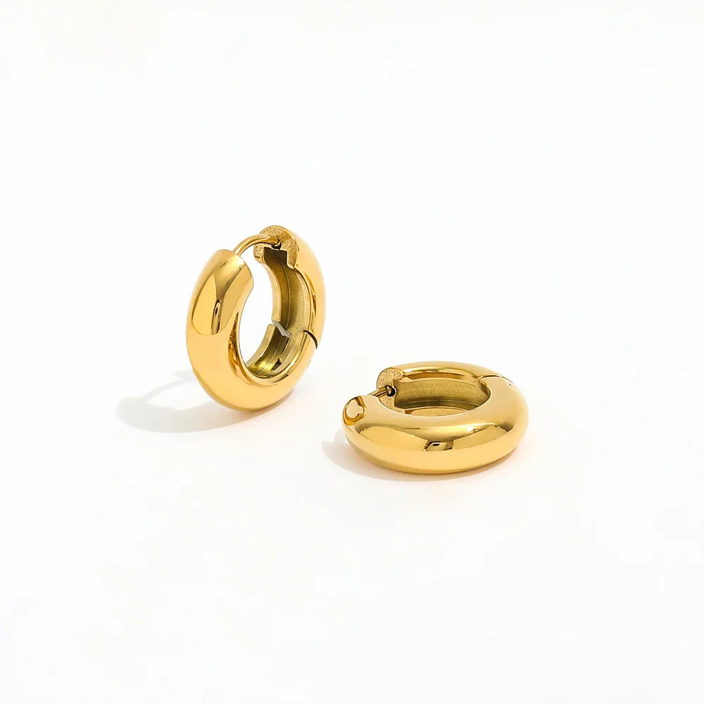 Joolim Jewelry Waterproof & Tarnish Free Minimalist PVD New Small Circle Huggie Stainless Steel Earring for Women