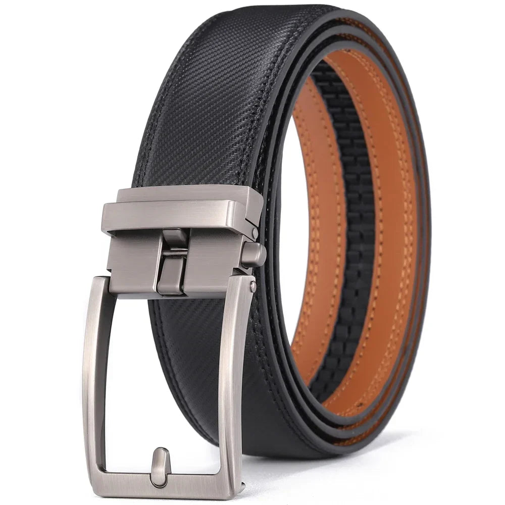 Unisex Click Belts for Men Luxury Brand Designer Fashion Automatic Buckle Genuine Leather Men's Belt Male Jeans Waist Strap Blue