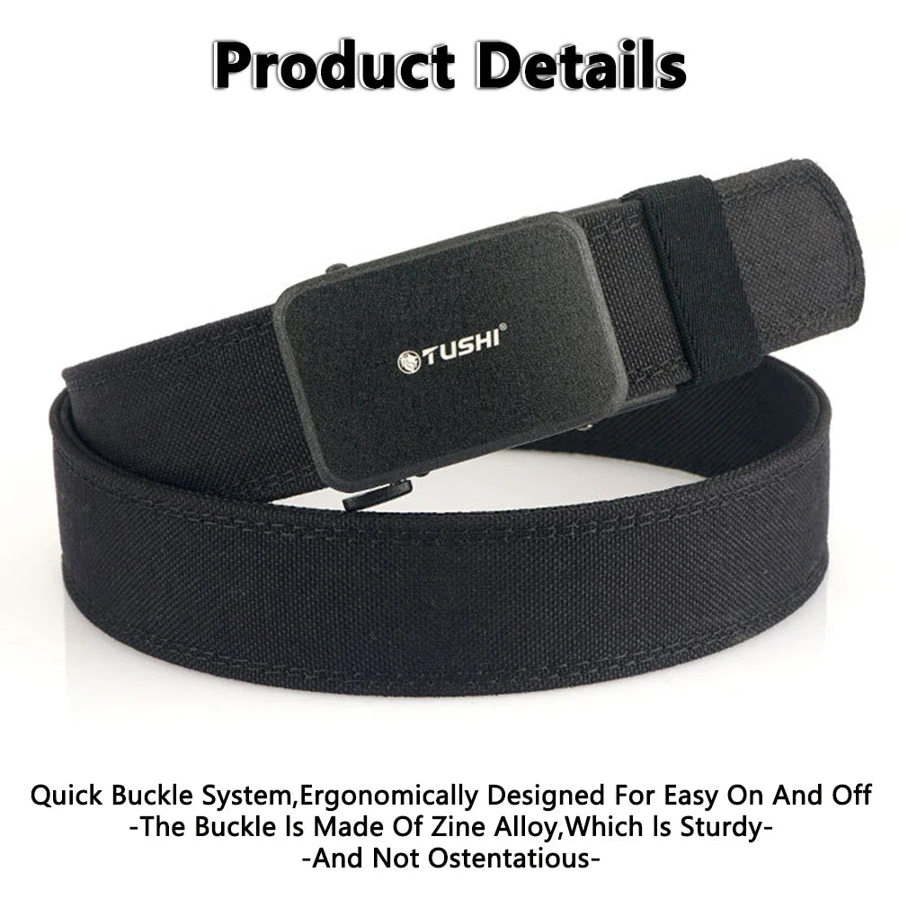 TUSHI New Hard Tactical Belt for Men Metal Automatic Buckle IPSC Gun Belt 1100D Nylon Military Belt Outdoor Sports Girdle Male