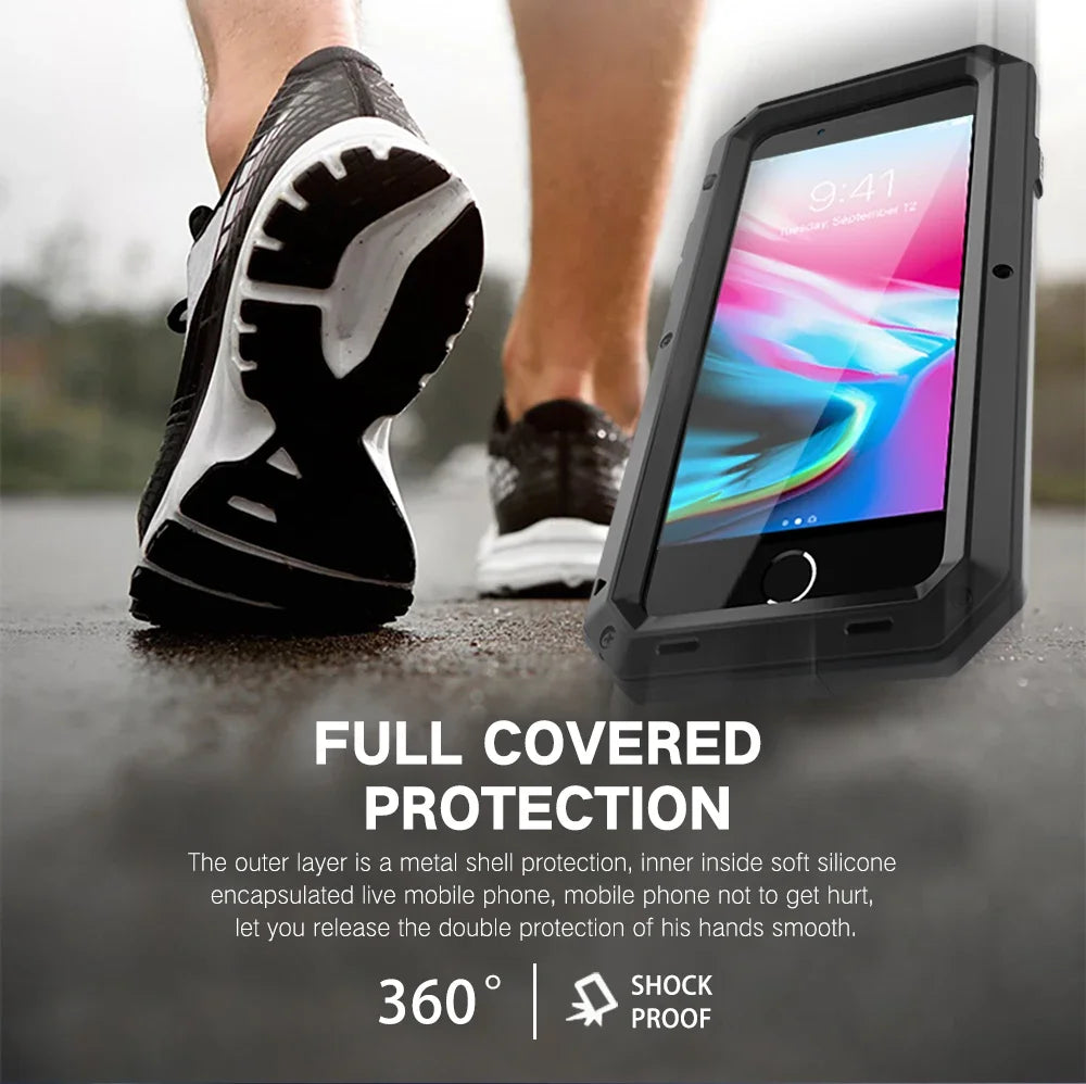 Heavy Duty Protection Armor Metal Phone Case for iPhone 17 16 15 14 13 12 11 Pro XS MAX SE XR X 6 7 Aluminum Shockproof Cover