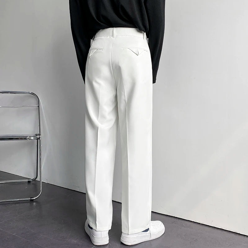 Solid Color Formal Suit Pants Men Korean Fashion Loose Casual Pants Men