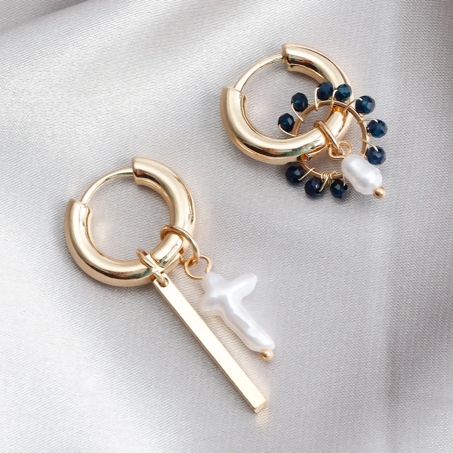 Geometric Crystal Asymmetric Dual-use Ear Buckle Earrings for Women Jewelry