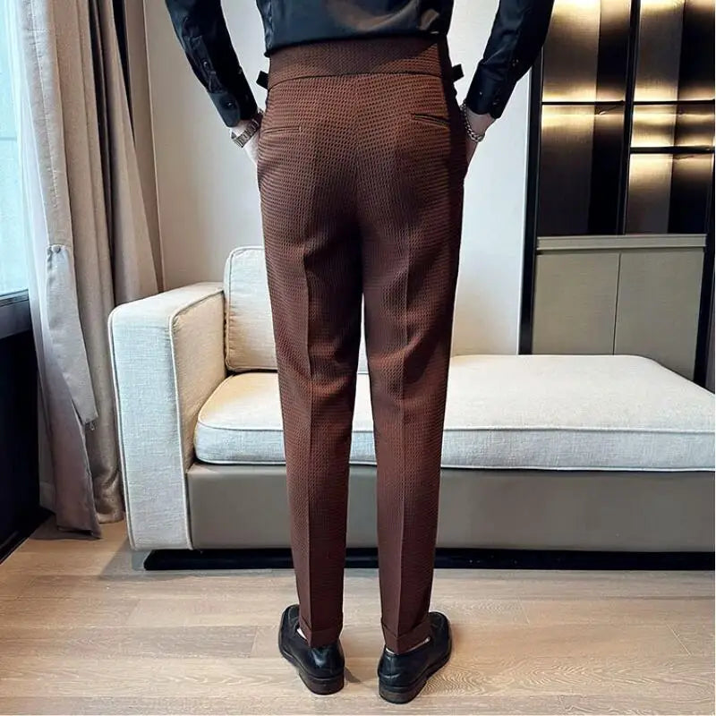 Suit Pants for Men Solid Color Formal Pantalones Hombre Casual Slim Fit Dress Pants