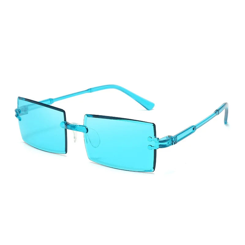 20 Pcs Per Set Rimless Rectangle Sunglasses Fashion Gradient Ocean Lenses Shades Ins Trendy Beach Vacation Sun Glasses