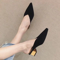 Heel Slides Pointed Toe Shoes Mules Women's Slippers and Ladies