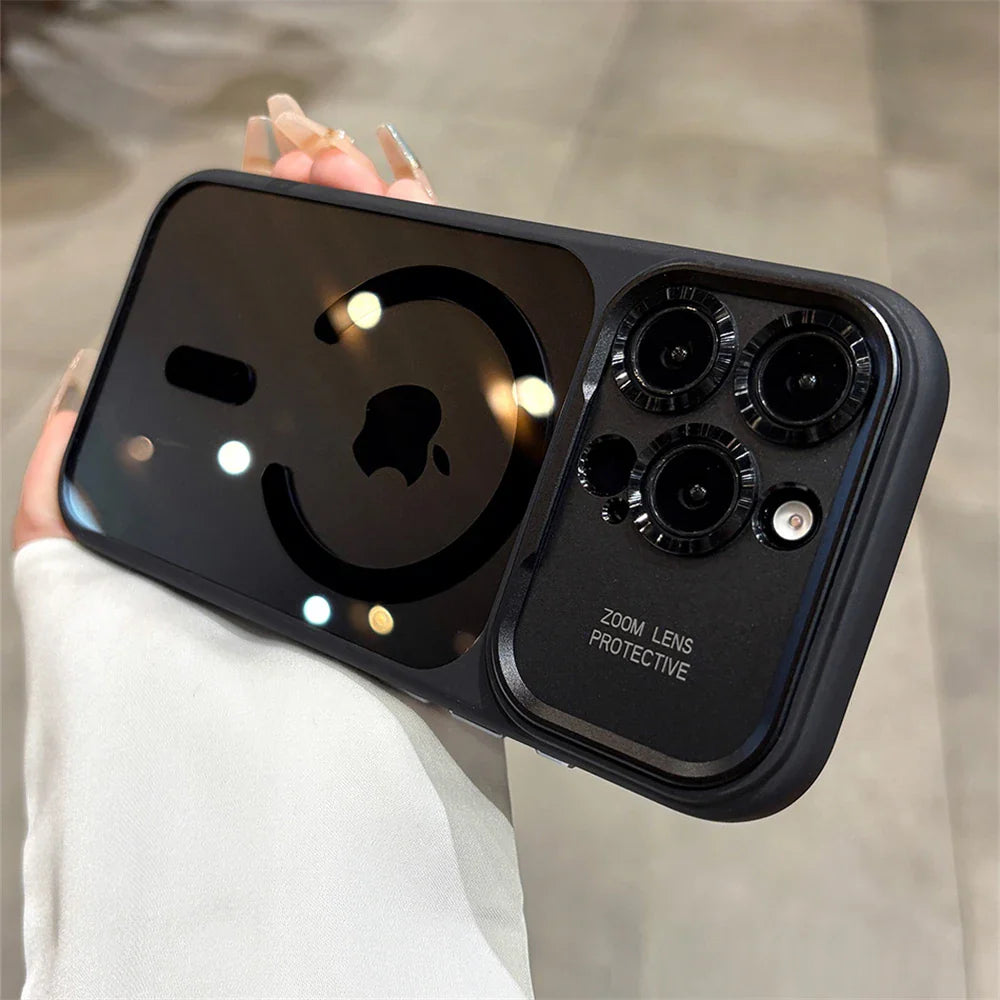 Luxury Magnetic Metal Lens Bumper Protection Case For iPhone 17 16 15 14 13 Pro Max Plus For Magsafe Acrylic Translucency Cover
