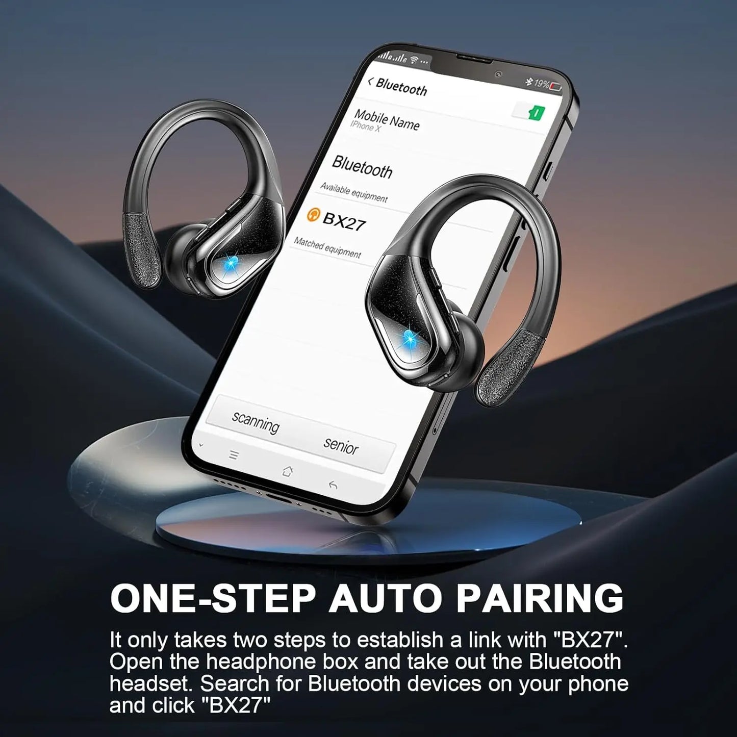 75Hrs Bluetooth 5.3 Earphones IP7 Waterproof Wireless Headphones with ENC Noise Cancelling Mic Deep Bass For Sports Workout Gym