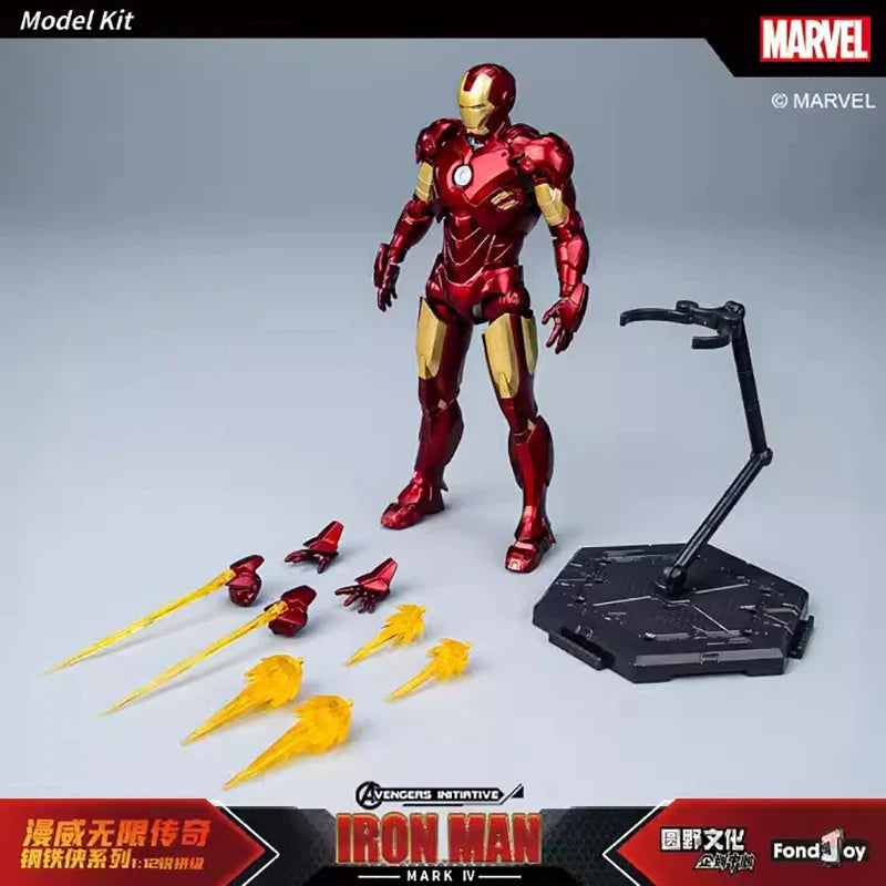 NEW Original Fondjoy Anime Figure Iron Man MK4 Model Kit 1/12 Infinity Saga Ironman Mark 4 Assembly ABS Joint Movable Kid Toys
