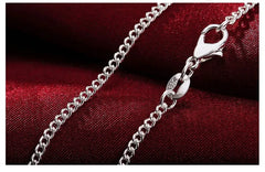 925 Sterling Silver 40-75CM LONG 2mm Width Side Chain Necklace For Women