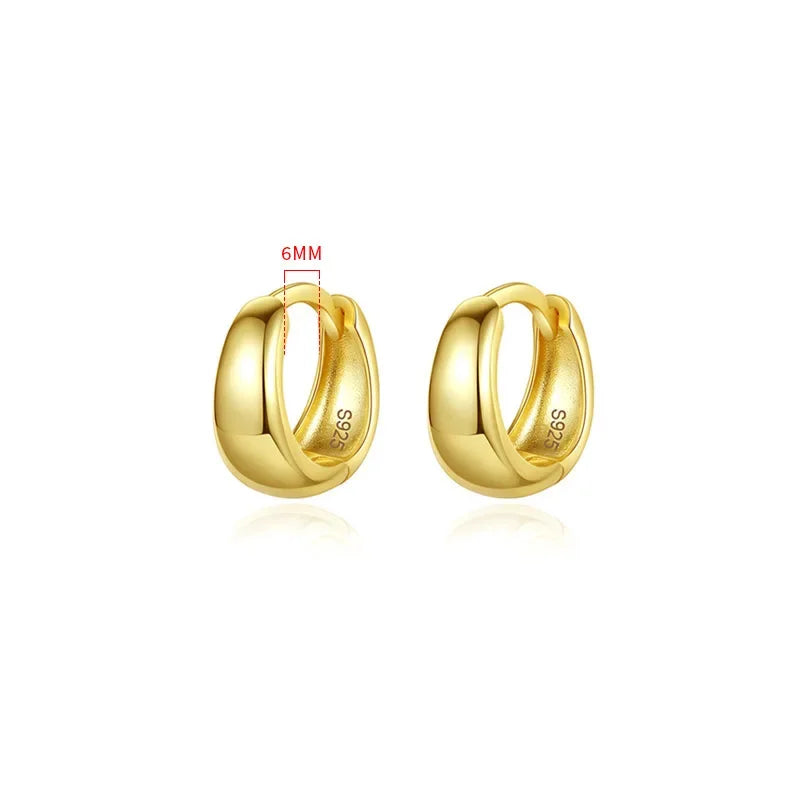 TrustDavis Real 925 Sterling Silve Fashion Inside Diameter 6 7 8 9 10mm Hoop Earrings For Women Men Personality Jewelry DG0132