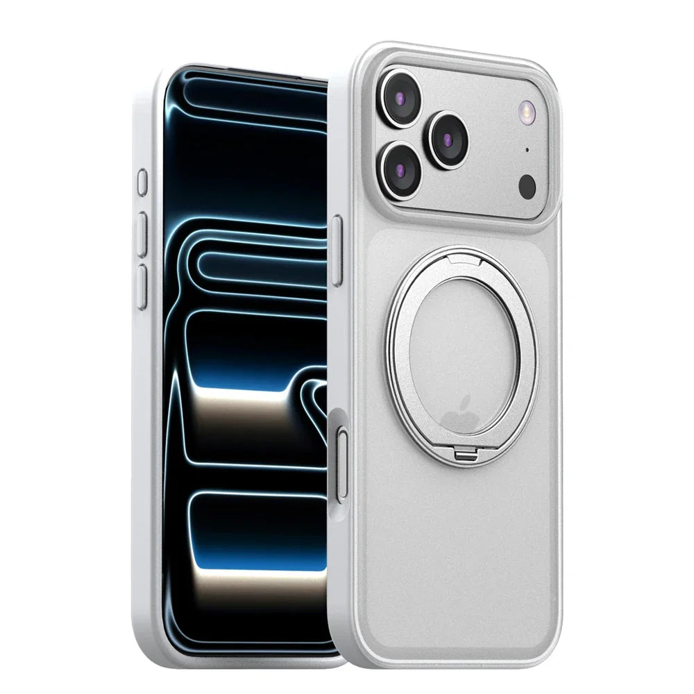 360° Rotating Magnetic Ring Stand Case for MagSafe for iPhone 17 Pro Max 17 Air Matte Transparent Shockproof Phone Cover