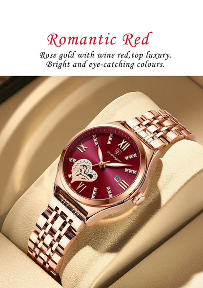 POEDAGAR Luxury Watches For Women Waterproof Luminous Date Stainless Steel Woman Watch Elegant Fashion Quartz Ladies Wristwatch