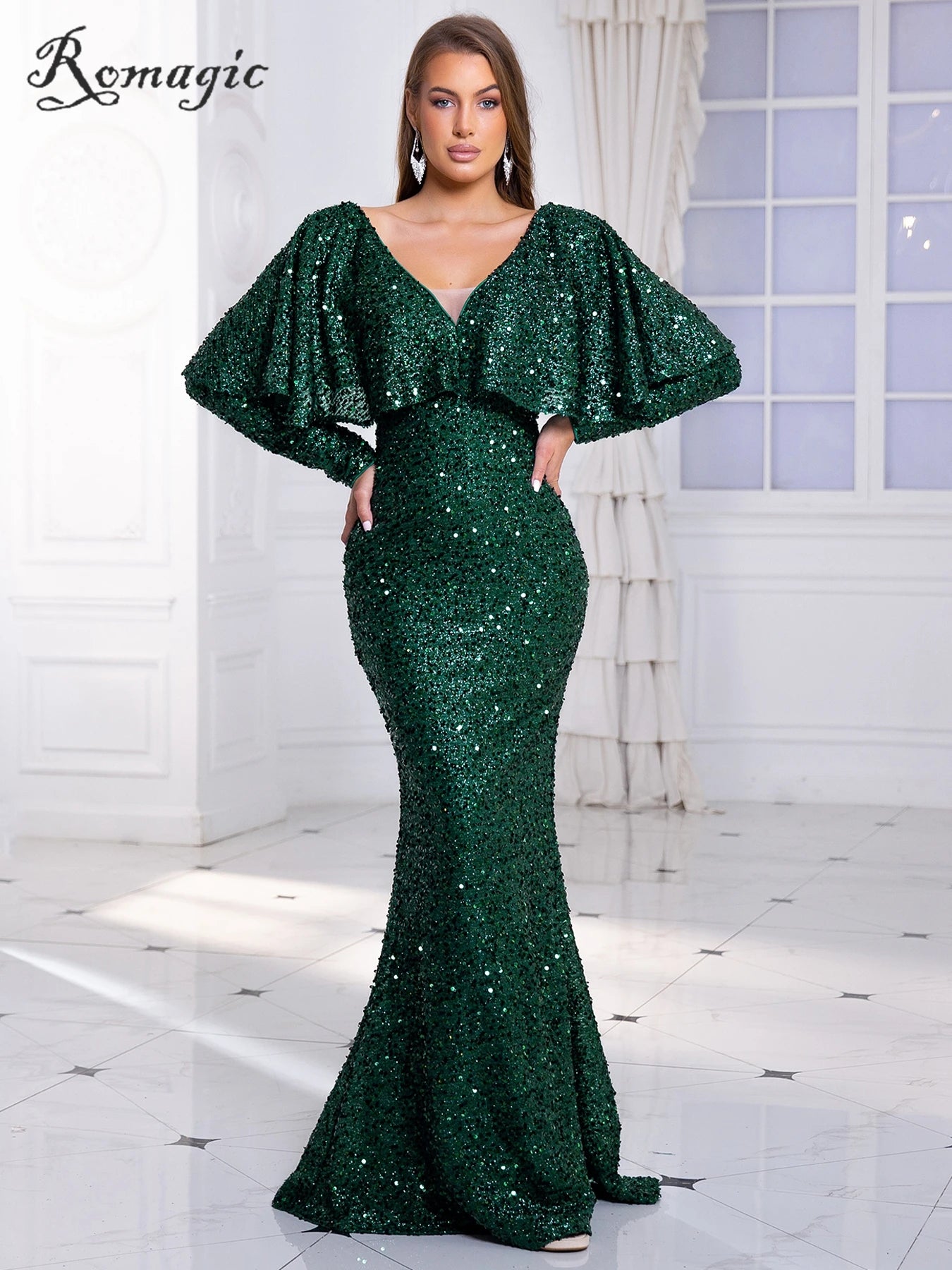 Evening wear Dresses: Full Sleeve With Cape Modest Evening Women Gown