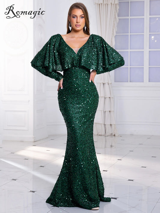 Evening wear Dresses: Full Sleeve With Cape Modest Evening Women Dress
