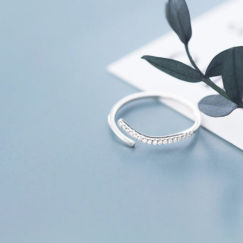 Modian 925 Sterling Silver Simple Adjustable Finger Rings Stackable Zirconia