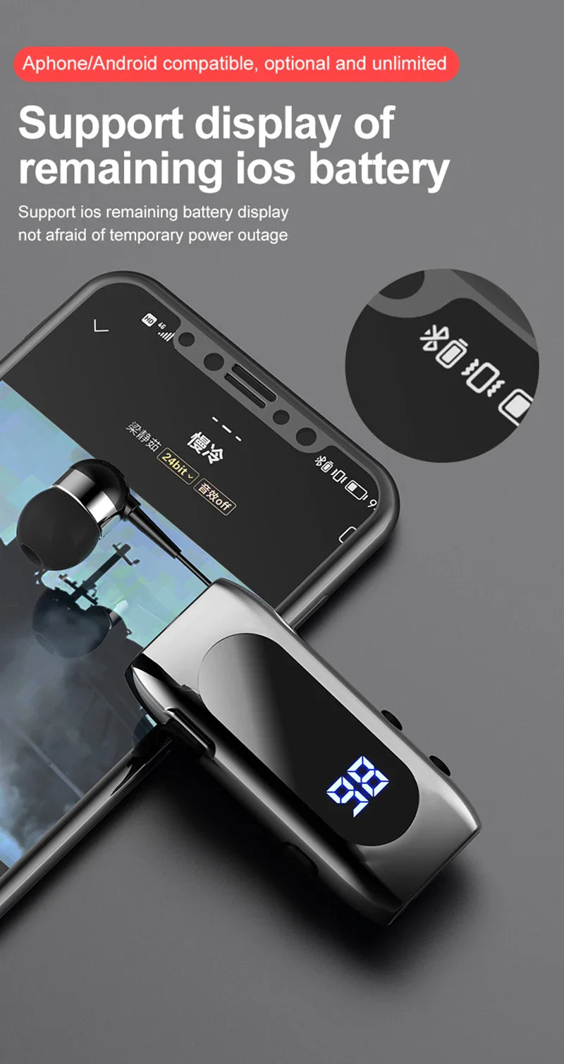 New K88 Lavalier Business Headset Bluetooth 5.4 Bass Earphone Call Vibration Reminder+Voice Number Reporting Wireless Headphone