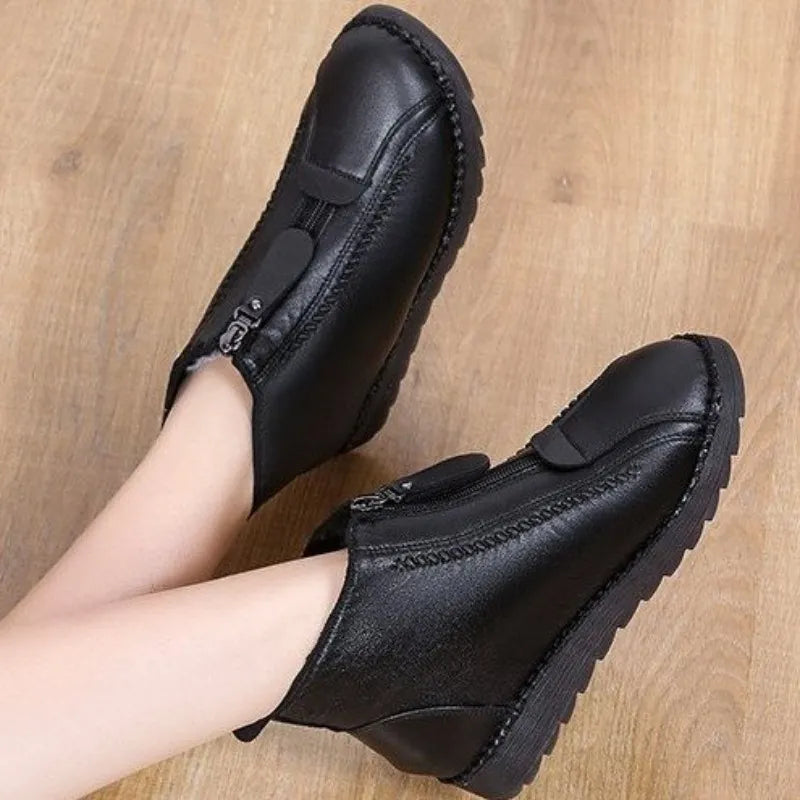 Winter Women Ankle Boots Fashion Warm Mother's Boots Flat-Bottom Comfortable