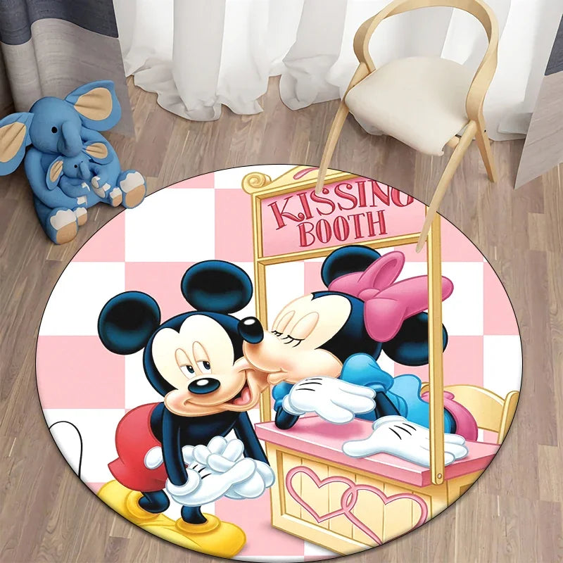 Minnie Mickey Mouse,beauty Cartoon HD Printed Round Carpet, Bedroom, Balcony