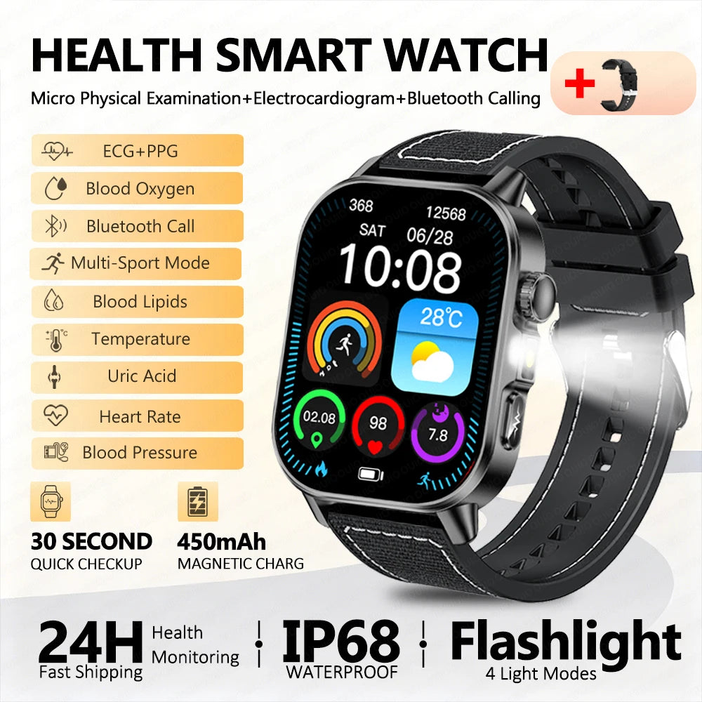 Body Composition analysis Monitoring Smart Watch Men ECG Heart Rate Blood pressure Uric Acid Health Tracker Smartwatches 2026New