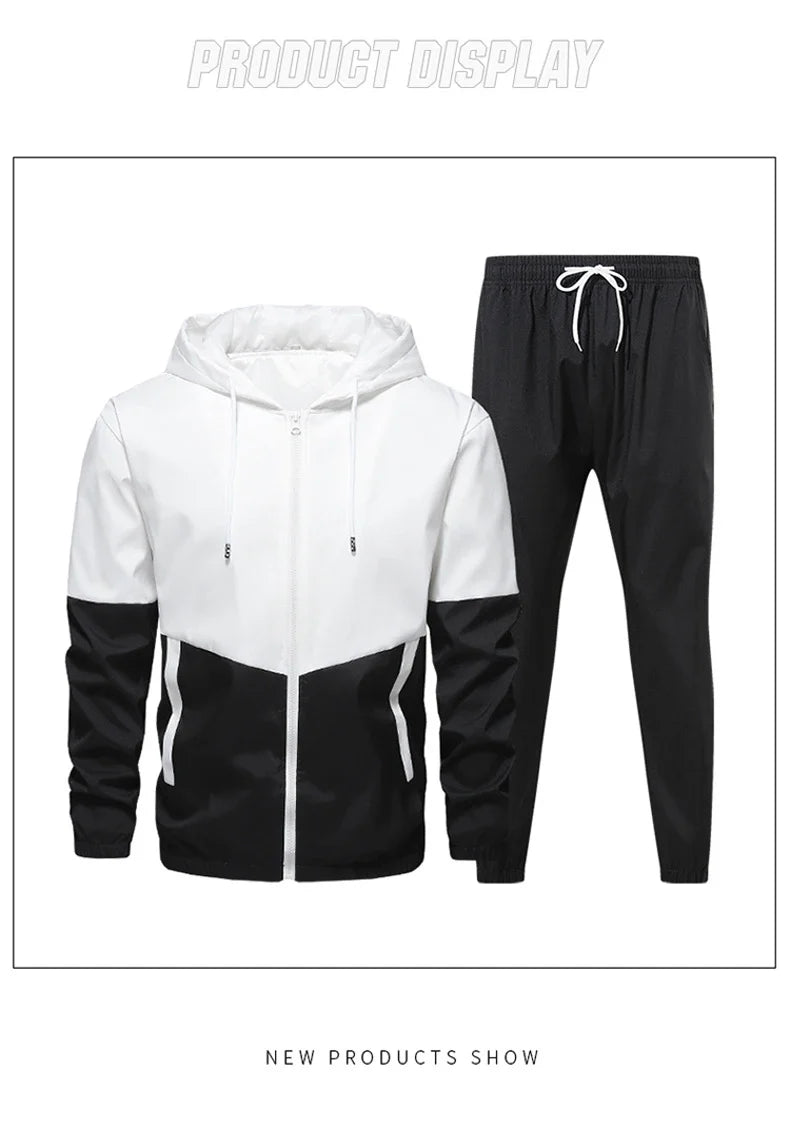 CHRLCK Men's Running Sportswear Suits Breathable Clothes Sports Joggers Training Gym Fitness Tracksuit Sets Men