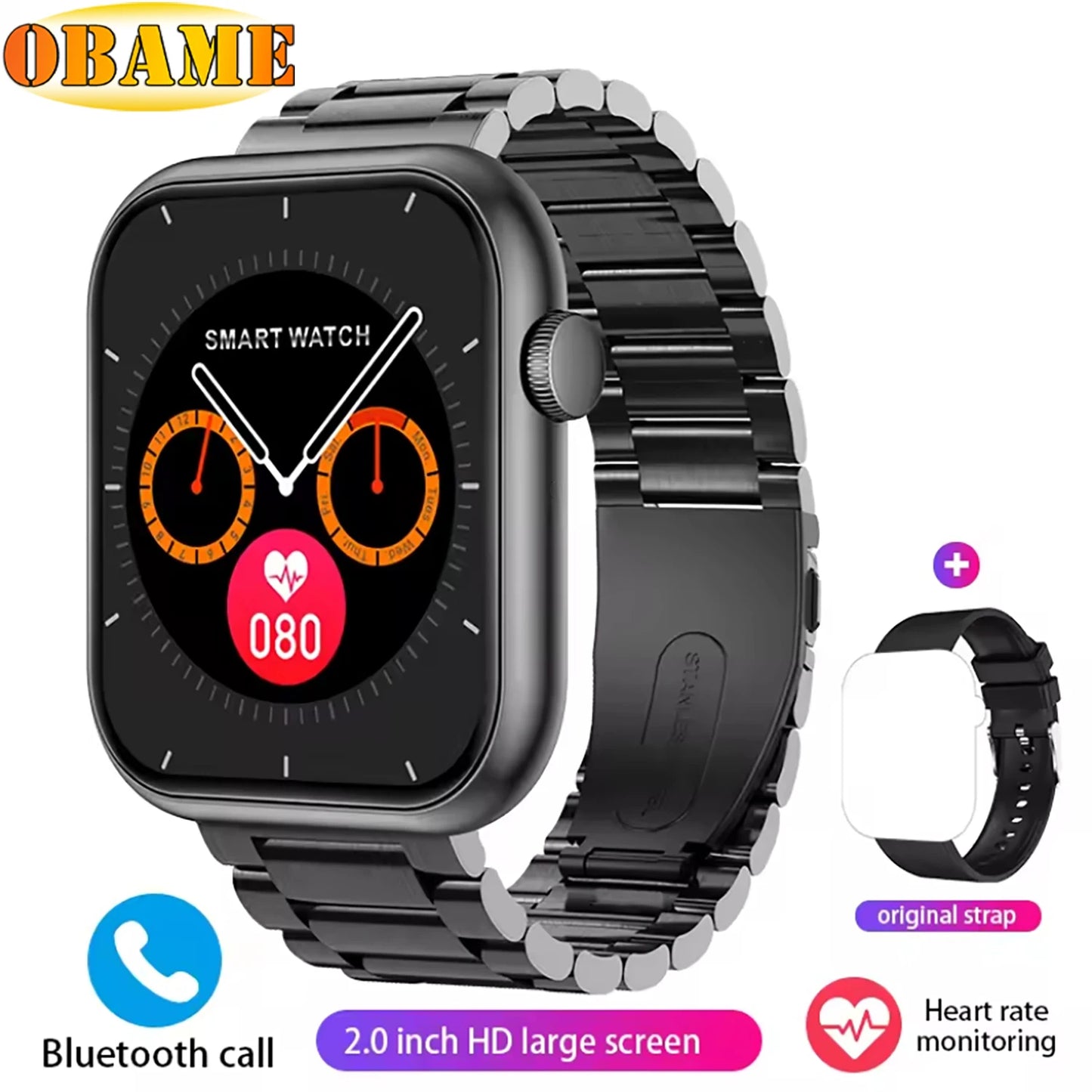 New QX7 Smart Watch Men 2.01-inch SmartWatch Bluetooth Call GPS AI Voice Heart rate Blood oxygen Android &IOS Sports Smartwatch