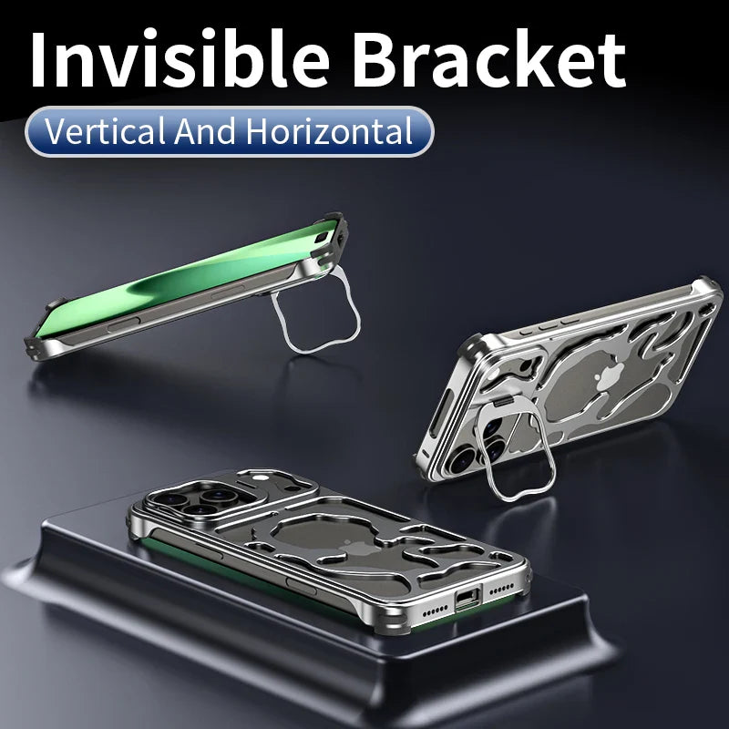 Metal Hollow Magnetic Phone Case,For IPhone 17 Pro Max iPhone Air Protective Case, Breathable And Heat Dissipating Metal Bracket