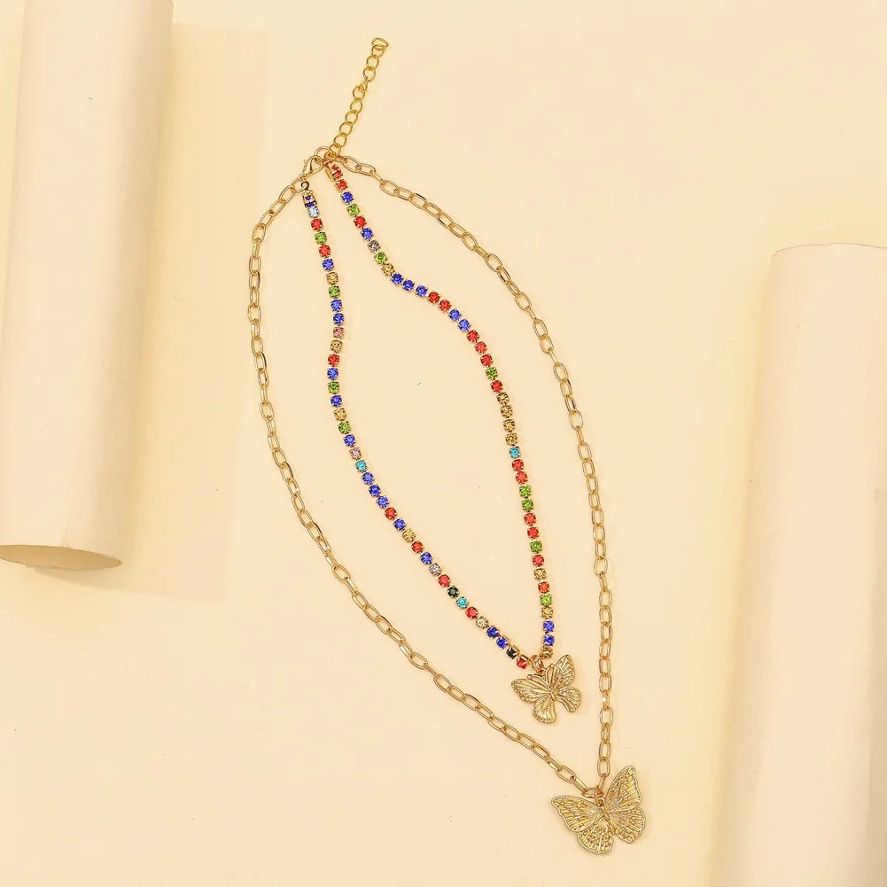 Korean Fashion Sweet Heart Shaped Necklace For Women Crystal Zircon Pendant Clavicle Chain Elegant Romantic Party Gift Jewelry