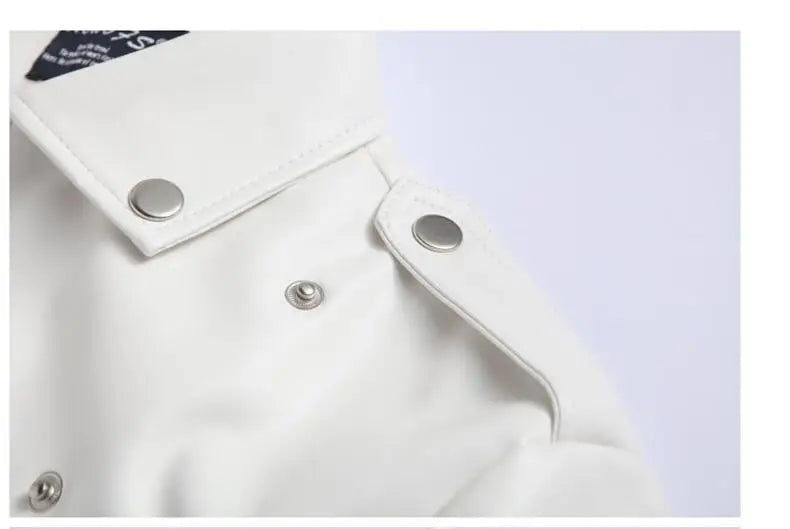 Mens Leather Jackets White Black Casual Lapel Slim Fit Diagonal Zipper