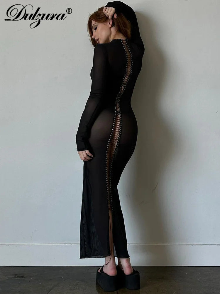 Formal attire Dresses: Lace-Up Straps Edible Tree Fungus Maxi Dress