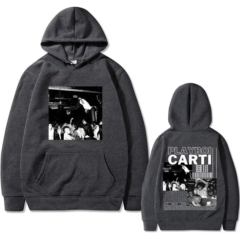 Hip Hop Rapper Playboi Carti Die Lit Music Album Hoodie Men's Fleece Cotton Sweatshirt