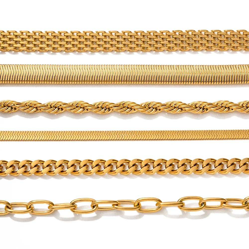 Uworld Fashion Link Chain Stainless Steel Bangle Bracelet for Women Exquisite Golden Metal Texture Jewelry Girl Beach Gift Man