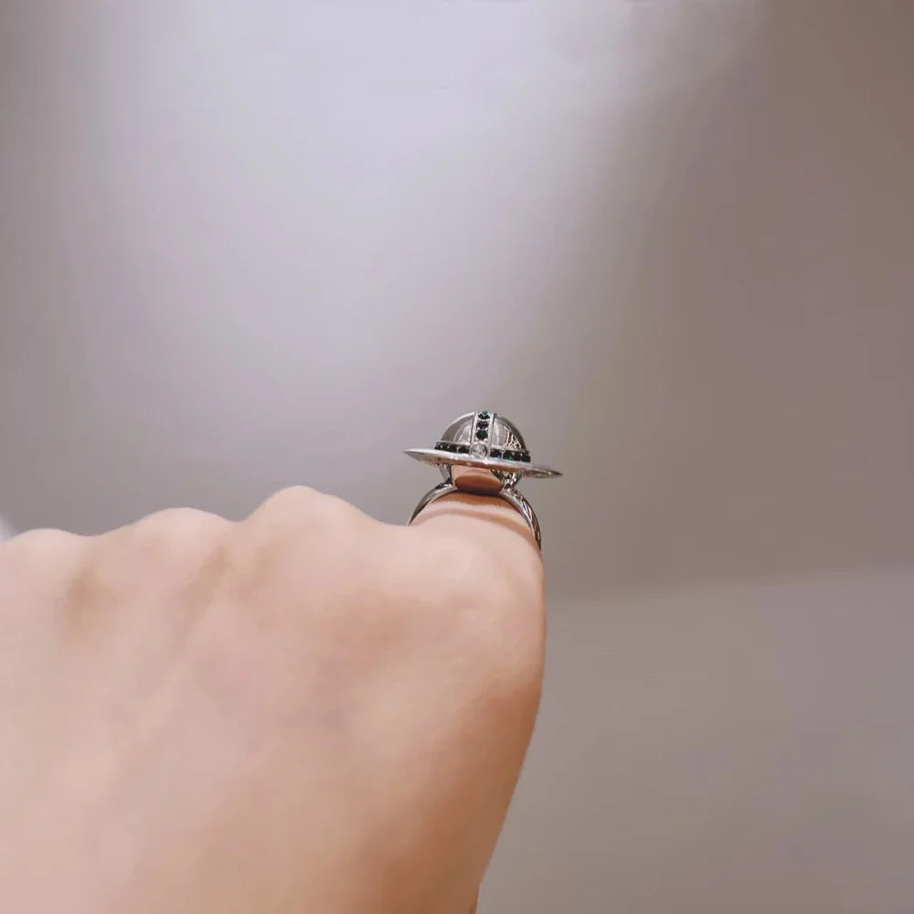 S925 Sterling Silver Can Open Saturn Poison Ring Women's Jewelry