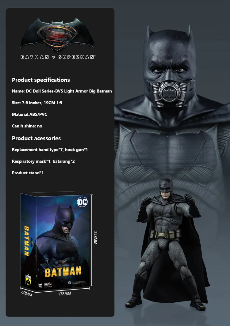 Fondjoy DC Heavy Armor Batman Movie Character Model Light Armor Big Batman 1/9  Action Figures 19cm Collect Ornaments Boy Gifts