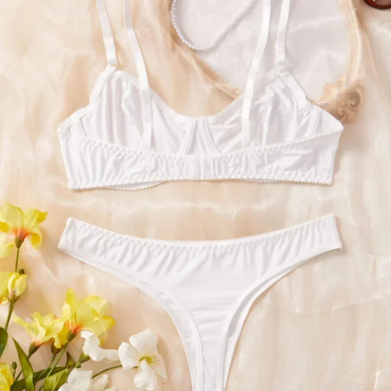 Ladies Smooth Comfortable Thin Underwear Women Nightwear Inner Solid